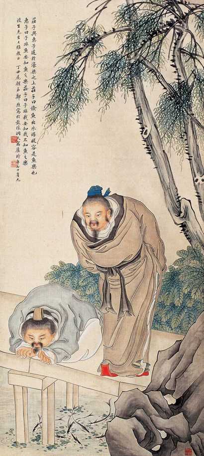 郑煦 1937年作 观鱼图 立轴
